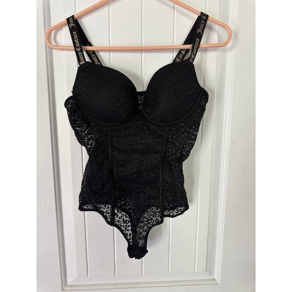 Juicy Couture Other - Juicy Couture Black Lace Bodysuit with Push-up Cups Size Medium